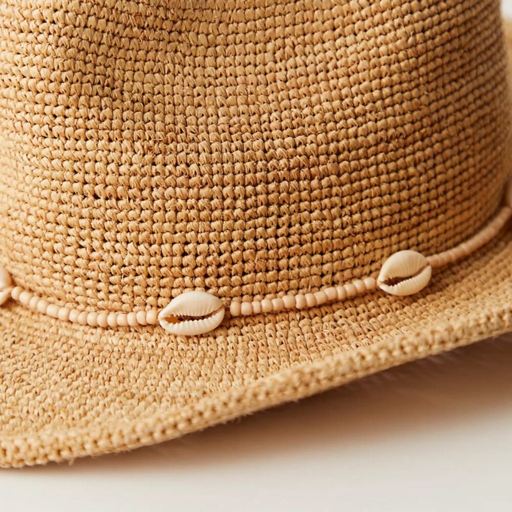 Wyeth Reed Shell Trim Band Straw Rancher Hat - Picture 6 of 13